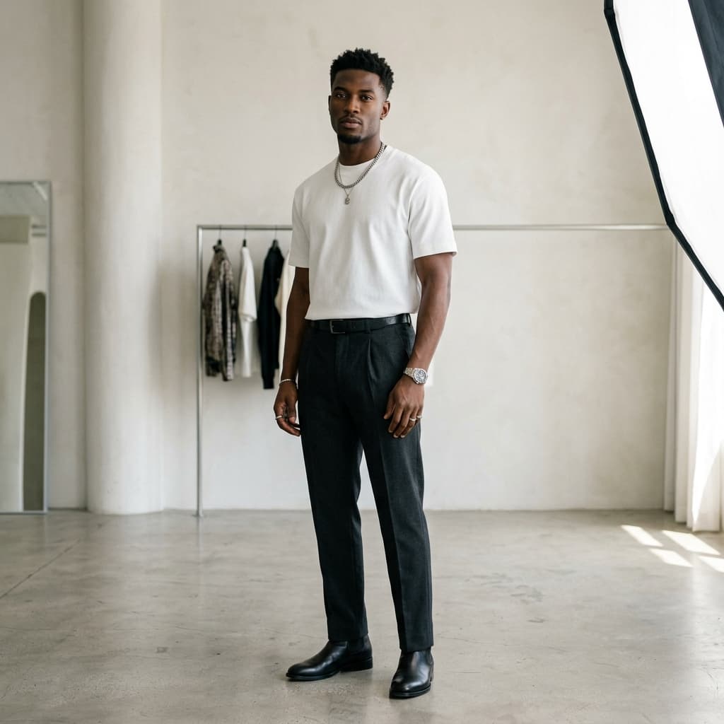 Premium white T-shirt on model